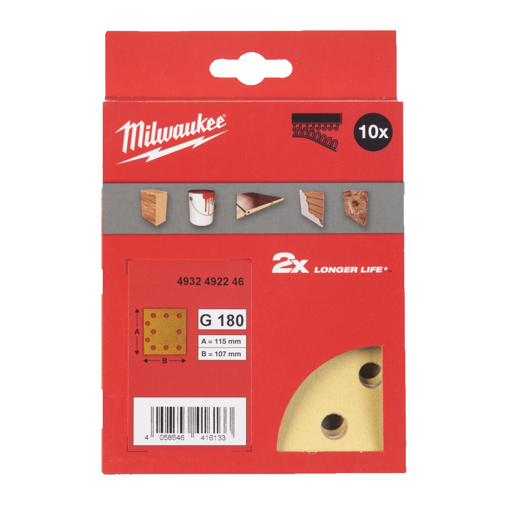 MILWAUKEE Шлифовальные листы HP 115 X 107 H&L GR 180 - 10 PCS | 4932492246