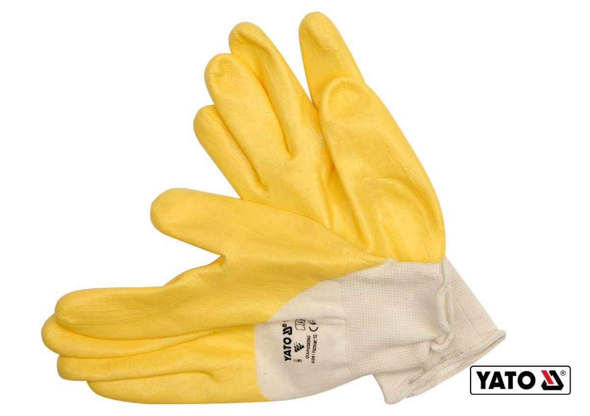 YATO Рукавиці робочі трикотажні, покриті нейлоном YATO жовті, розмір 10  | YT-7481