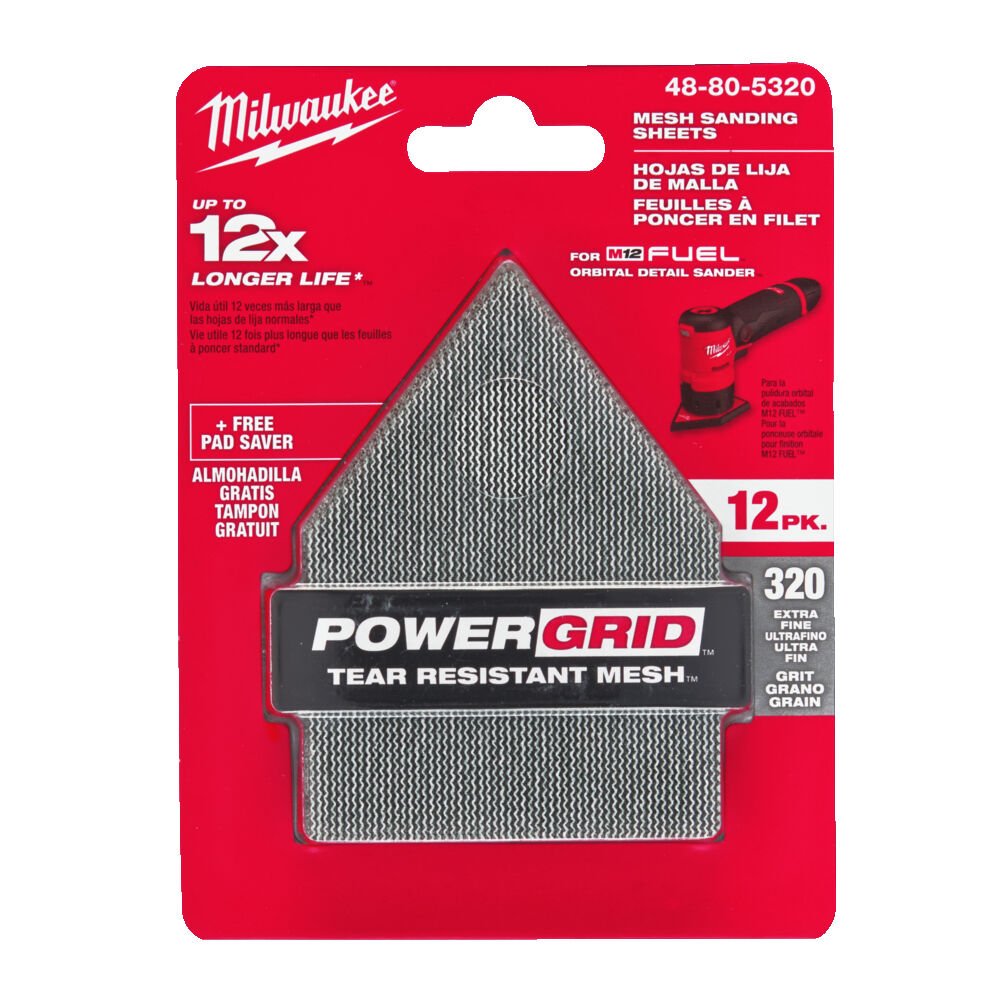 MILWAUKEE Шлиф. бумага 67х92 зерно 320 (12 шт) + подложка (1 шт), исключительно для M12 FDSS | 48805