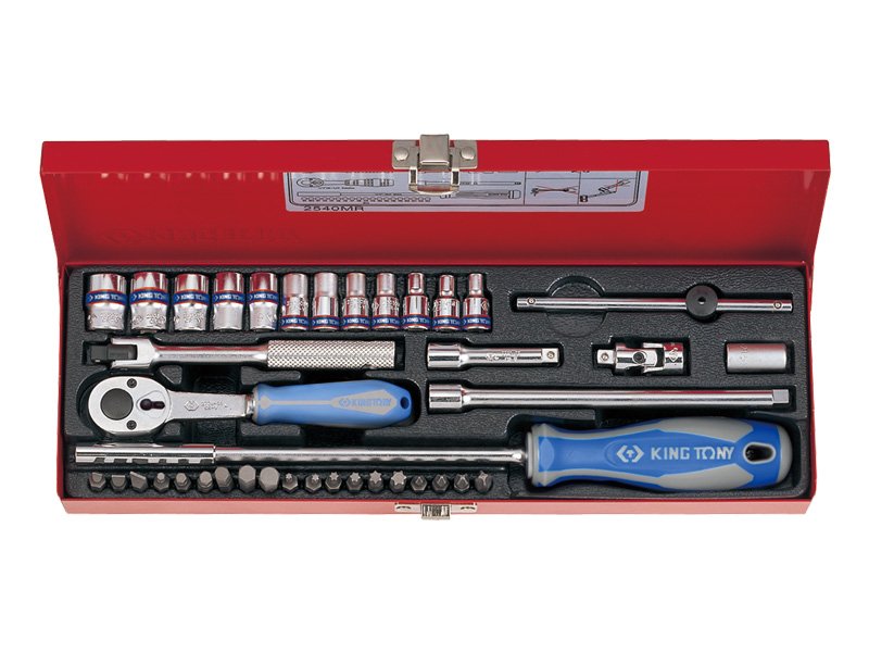 KING TONY Набор головок 1/4" 40 ед. 6-ти гранные, (4-13mm) | 2540MR