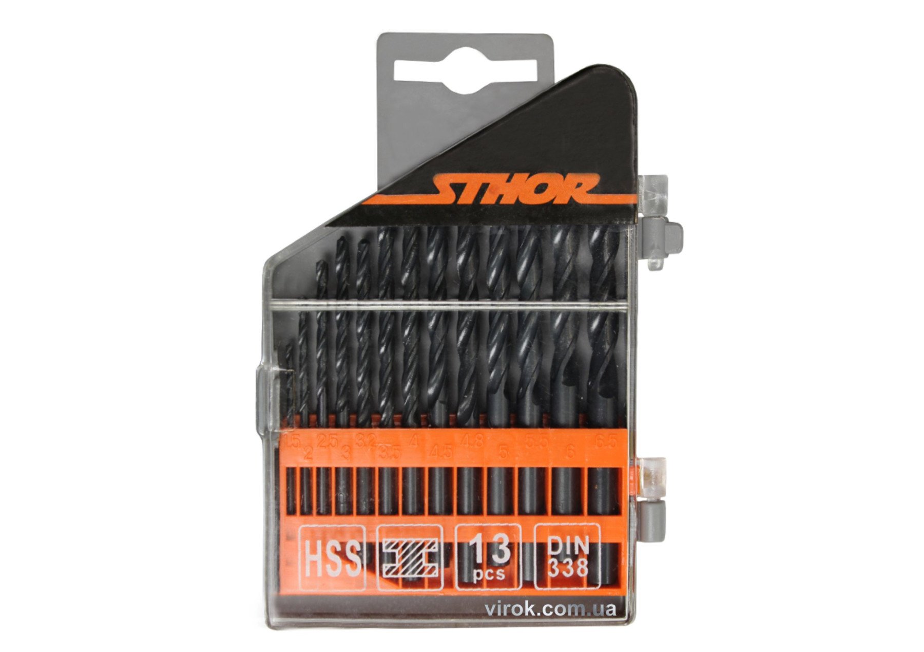 STHOR Набір свердл по металу HSS, Ø= 1,5 - 6,5 мм, 13 шт.  | 22130