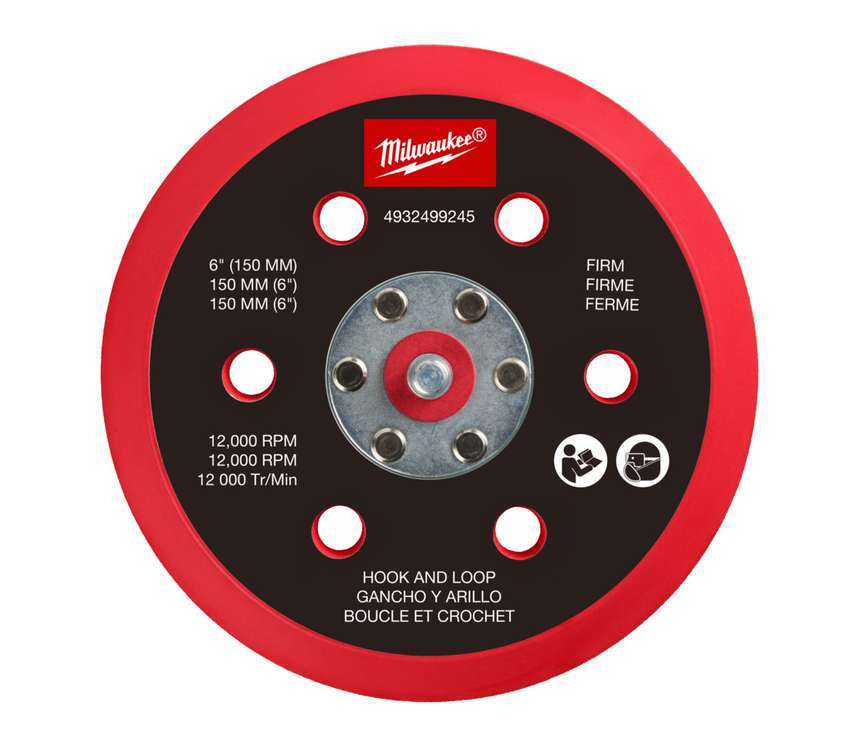MILWAUKEE Підошва шліфувальна FROSBPHH150, O150мм, 6 отв. для M12 FROS (жорстка з ліпучкою )