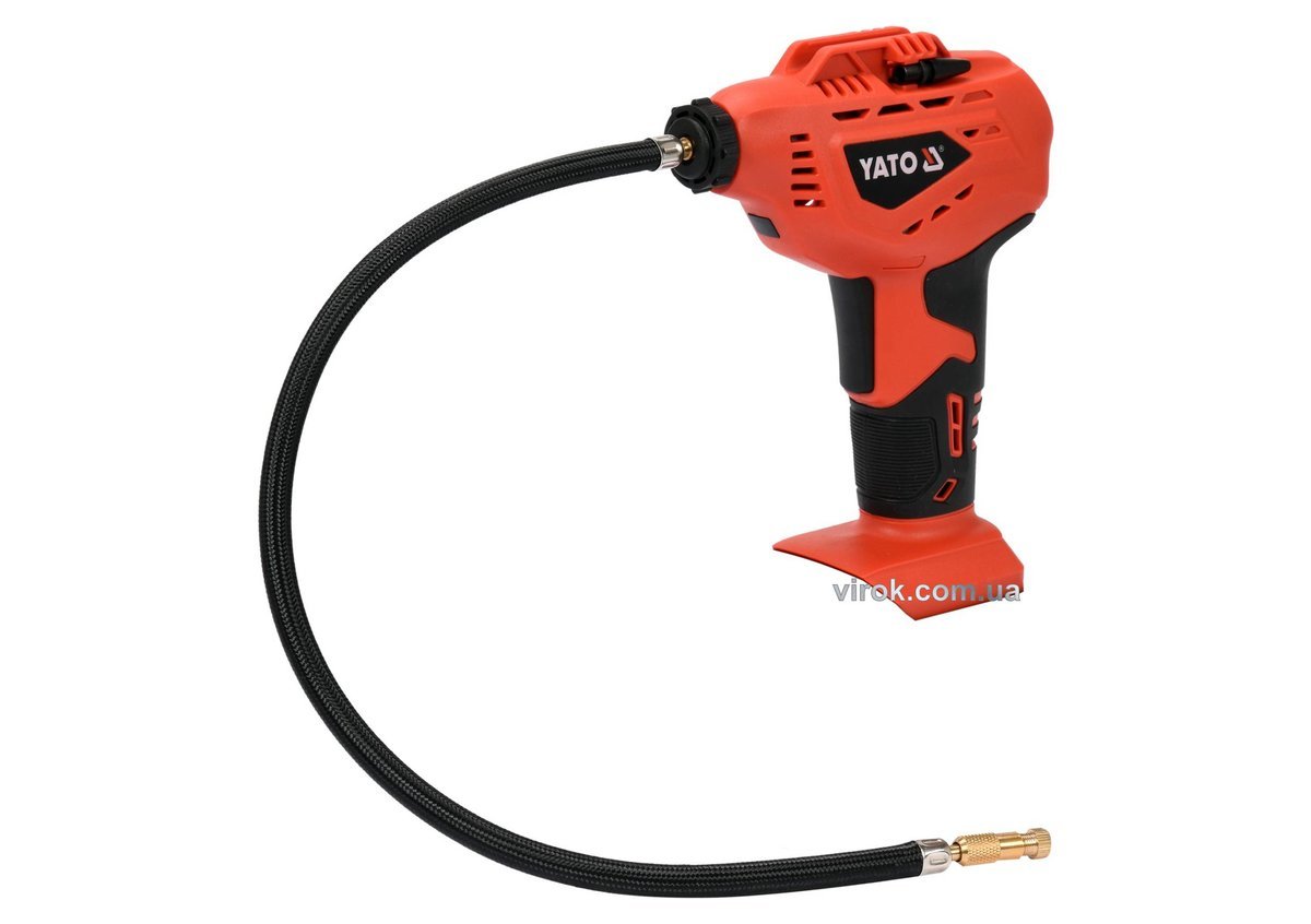 YATO Компресор акумуляторний YATO: Li-Ion 18 В, 2Агод, 1 MPa, 14 л/хв, кабель- 50см (БЕЗ АКУМУЛЯТОРА
