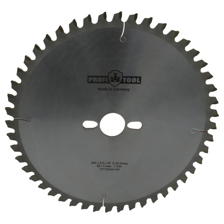 Диск пильный по дереву 260х2.5х1.8х30 мм, Z=48, форма зуба Wneg (ATBneg), поперечный рез PROFITOOL