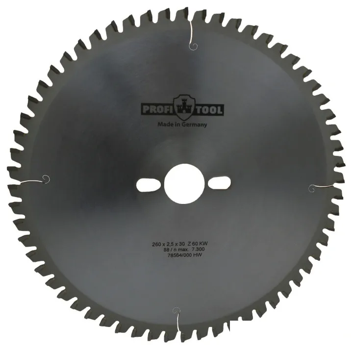 Диск пильный по дереву 260х2.5х1.8х30 мм, Z=60, форма зуба Wneg (ATBneg), поперечный рез PROFITOOL