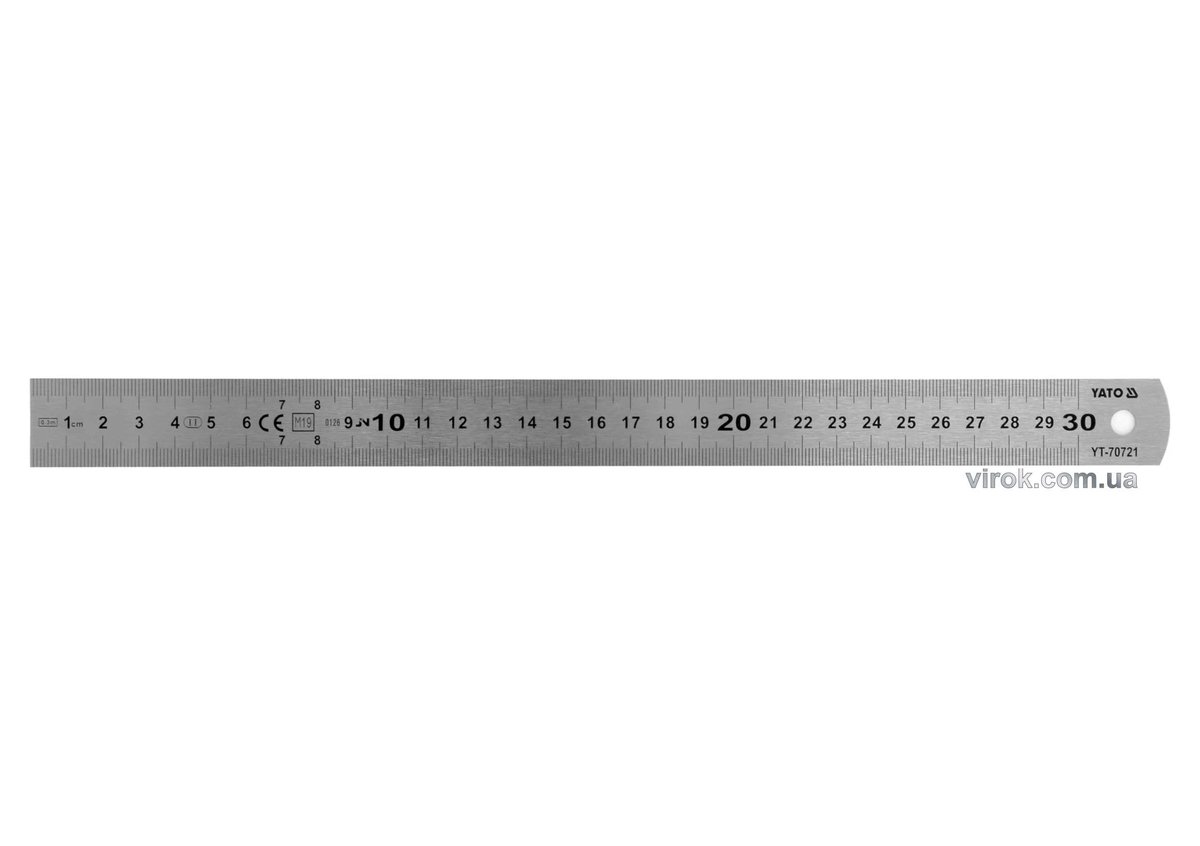 YATO Лінійка з нержавіючої сталі YATO : L= 300 x 25 мм, двостороння шкала, таблиці перетворення  | Y