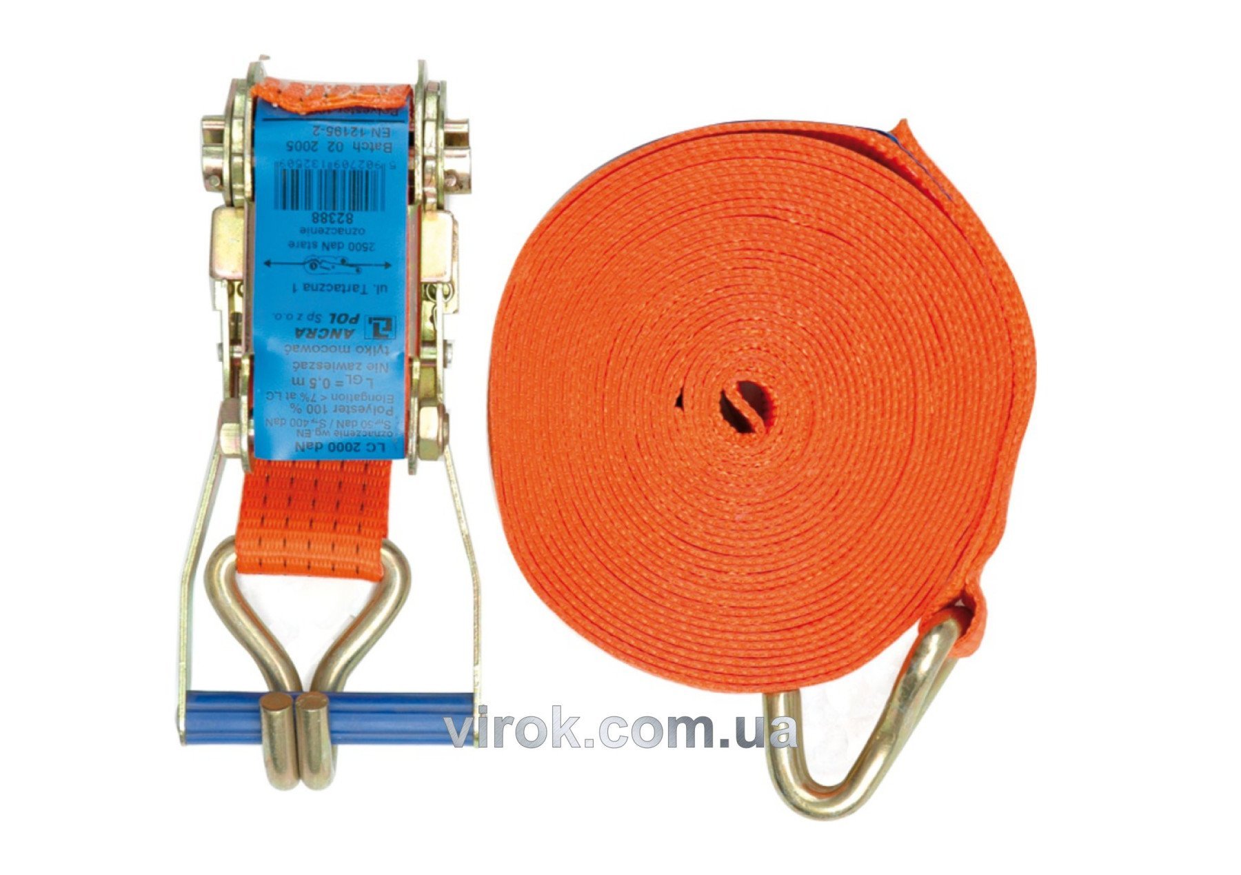VOREL Пас для кріплення багажу з тріщаткою , + гачок 5т, 2000 daN, 50мм х 8м  | 82386