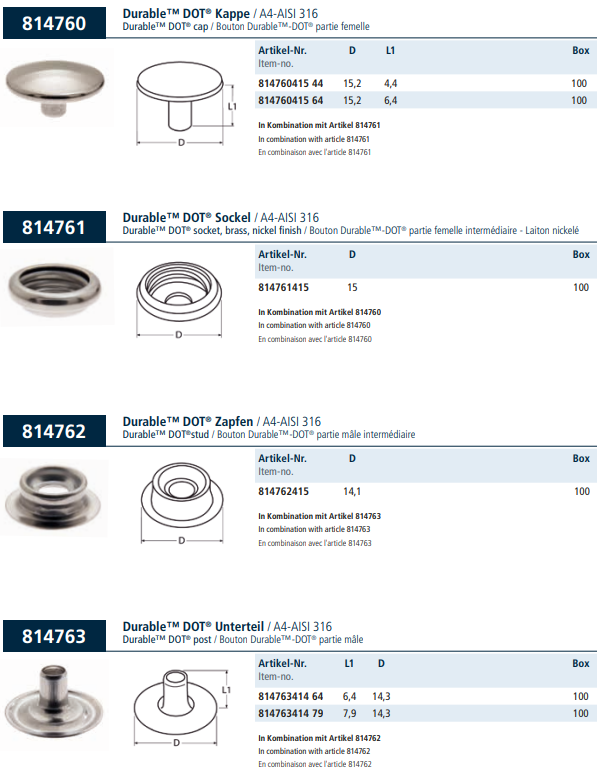 Элементы нержавеющей кгопки для тента