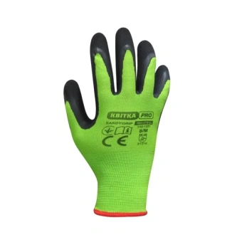 Стрейчеві рукавиці з латексним покриттям КВІТКА PRO SandyGrip Industrial (8" / М) (110-1221-08-IND)