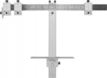 YATO Шаблон для розмітки отворів Т-подібний YATO : 250 мм, з метричною і дюймовою шкалами + чохол  |