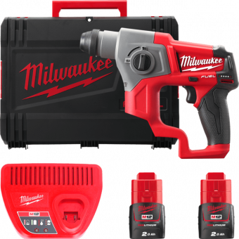 MILWAUKEE Перфоратор SDS-PLUS акумуляторний, M12 CH-202X, 1,1Дж (+зар.пристрій, 2акум.Х2Аг,HDкейс)