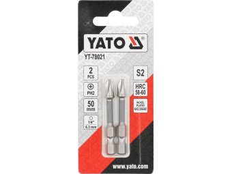 Насадка викруткова YATO PH2 х 50 мм. HEX 1/4", покрита нікелем, 2шт.[10]