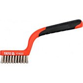 YATO Щітка дротяна нержавійка YATO : 3- рядна, L= 180 мм з пластмасовою ручкою  | YT-6337