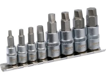 Набір естракорів гвинтів YATO торцеві з HEX спіральні квадрат 1/4" і 3/8", 8 шт