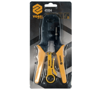 VOREL Кліщі для затискання телефонних і мережевих штепселів : L= 195 мм, RJ45 RJ10 RJ11  | 45504
