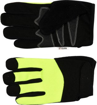 YATO Рукавиці робочі чорно-жовті зміцнені YATO для сенс. екранів, штучна шкіра +бавовн трикотаж, роз