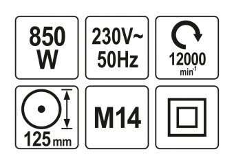 YATO Шліфмашина кутова мережева YATO: P= 850 Вт, Ø= 125 мм, 12000 об/хв  | YT-82097
