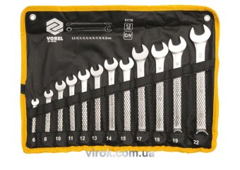 VOREL Ключі ріжково - накидні Cr-V на плахті, М 6-22 мм, Набір 12 шт.  | 51710
