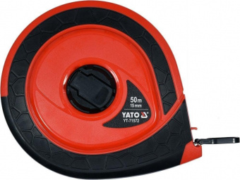 YATO Рулетка вимірювальна скловолоконна YATO: L= 50 м, b= 15 мм, ручне змотування, закритий корпус  