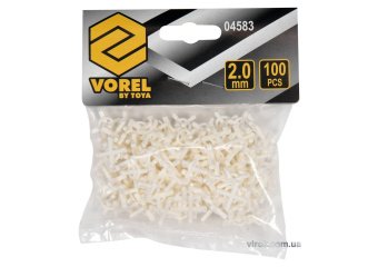VOREL Хрестики дистанційні багаторазові для плитки : тип U, 2 мм. 100 (Уп/Шт.)  | 04583