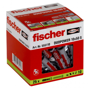 Fischer Дюбель DUOPOWER 10x50 S с шестигранным шурупом 7 х 69