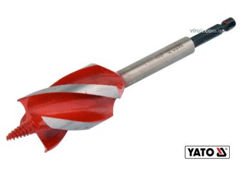 YATO Свердло по дереву YATO : Ø= 32 мм, L= 165 мм, HRC 40-45 з 4 пругами, HEX- 1/4"  | YT-44690