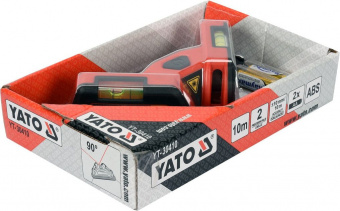 YATO Рівень лазерний для укладання плитки YATO: діап.- 10м,+/-1мм, кут-90°, 2 лазера, 2 капсули, 2xA