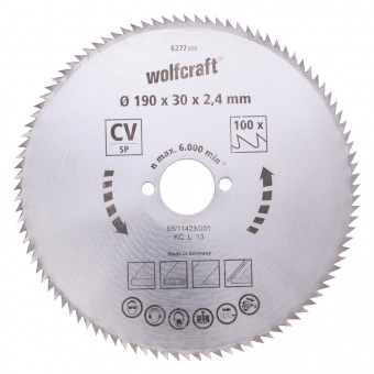Wolfcraft полотно дисковой пилы Ø 180 x 20 x 2,4 // 6272000