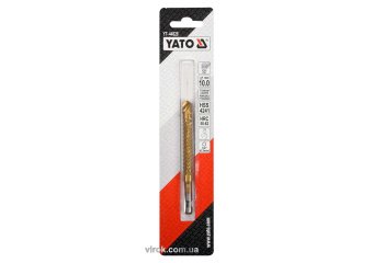 YATO Свердло фрезерувальне по металу YATO : HSS-TIN, Ø= 10 мм, l= 105 мм, HEX - 1/4"  | YT-44828