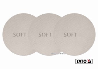 YATO Сітка шліфувальна абразивна самозачепна YATO : G80, Ø= 225 мм, м'яка, кругла, 3 шт, (DW) | YT-8