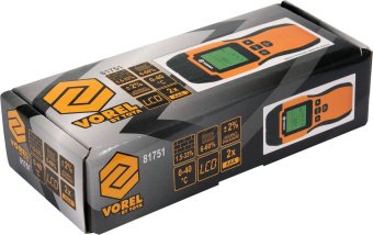 VOREL Вологомір електронний для деревини і будматеріалів YATO; діапазон вологості 6- 60% дерево, 1,5