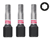 MILWAUKEE Біта SHOCKWAVE, Hex4, 25мм, (3шт)