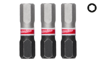 MILWAUKEE Біта SHOCKWAVE, Hex6, 25мм, (3шт)