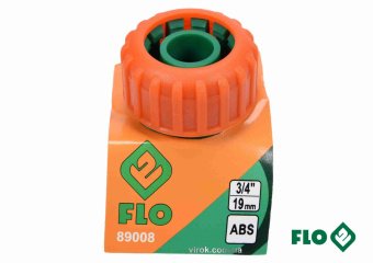 FLO Муфта сполучна 2-х водяних шлангів 3/4" пластикова  | 89008