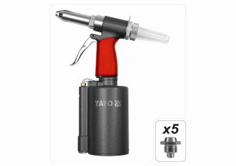 YATO Пневмозаклепочник YATO для нітів Ø= 2,4; 3,2; 4,0; 4,8; 6,4 мм, l= 16 мм, F= 1390 кг  | YT-3618