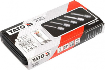 YATO Набір екстракторів YATO : квадрат 1/2". Ø= 8-16 мм, для гвинтів 8660 HRC 49-52. 5 Од.  | YT-062