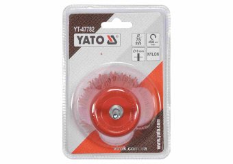 YATO Щітка зачисна з нейлоновим ворсом "чашка", до дрилі YATO : Ø=75 мм, зі шпинделем Ø=6 мм  | YT-4