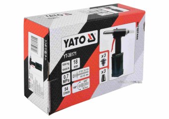 YATO Пневмозаклепочник YATO для нітів Ø= 2,4; 3,2; 4,0; 4,8; 5,0 мм, 54 л/хв  | YT-36171