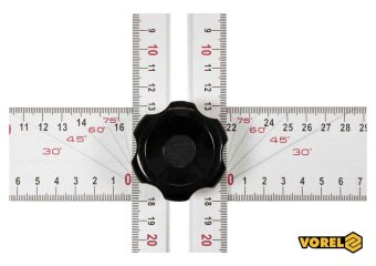 VOREL Кутник алюмінієвий регулювальний : 600 х 320 мм, з розмітками кутів 30-75°  | 18374