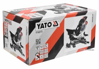 YATO Пила торцьовальна з лазером і протяж.YATO:P=1.8кВт,диск Ø=255/30мм,5000 об/хв,гл.різу 0°/45°-80