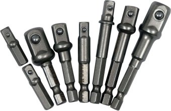 YATO Тримачі-адаптер торц. головок YATO з 6-гран. шпинделем, до квадр. 1/4,3/8,1/2", l= 25-72мм, 8шт