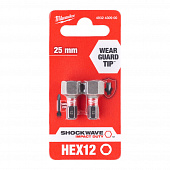 MILWAUKEE Біта SHOCKWAVE , Hex12,0, 25мм, (2шт) | 4932430900