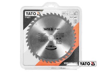 YATO Диск пиляльний победітовий по дереву YATO: 250х30х3.2х2.2 мм, 40 зубців, R.P.M до 6000 1/хв  | 