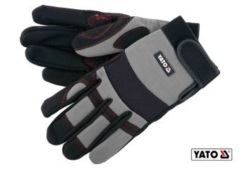 YATO Рукавиці робочі з застібкою-липучкою YATO : штучна шкіра + синтетична тканина, розмір 9  | YT-7