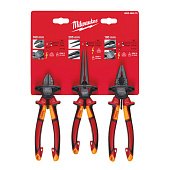 MILWAUKEE Набір VDE інструмента діелектричного(3шт),(пасатижі, бокорізи, догогубці) | 4932464575