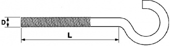 Винт-крюк C метрическая резьба 10х 20 (упаковка 10 шт.)