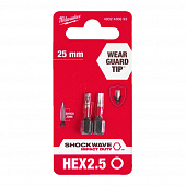 MILWAUKEE Біта SHOCKWAVE , Hex2,5, 25мм, (2шт) | 4932430893