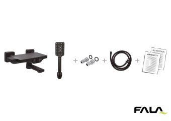 FALA Змішувач води для ванни з душом "NOIR 2" з кульовим регулятором, латунний корпус  | 75888