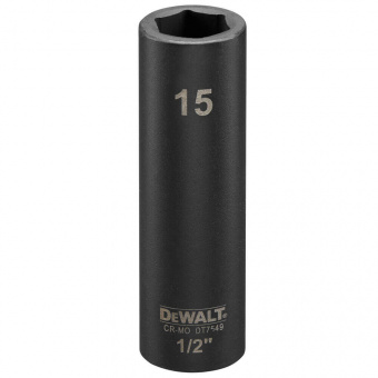 Головка торцева ударна "IMPACT" DeWALT, довга, 1/2" х 15 мм, шестигранна | DT7549