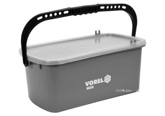 VOREL Відро для плиточних робіт з валиком і теркою з губкою пластикове: 10 л, 41.5х 22х 17.5 см  | 0
